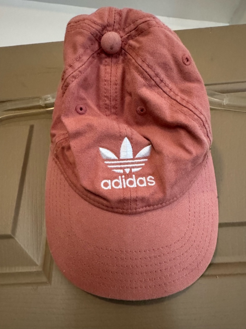 adidas Washed Rose Corduroy Cap with White Trefoil Trim